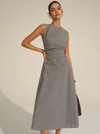 Elegancka Midi Sukienka Milano z Fasonem w Talii