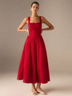 Czerwona Sukienka Midi Crimson Grace