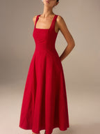 Czerwona Sukienka Midi Crimson Grace