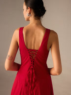Czerwona Sukienka Midi Crimson Grace