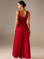 Czerwona Sukienka Midi Crimson Grace
