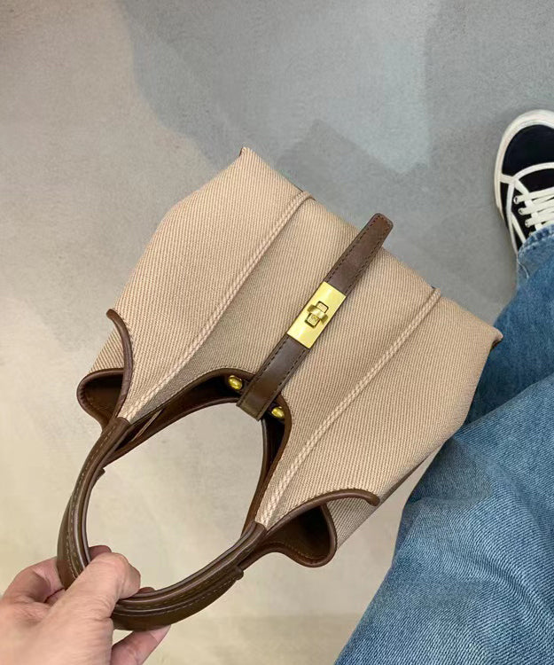 Ręcznie robiona torebka tote z trwałej sztucznej skóry w kolorze khaki