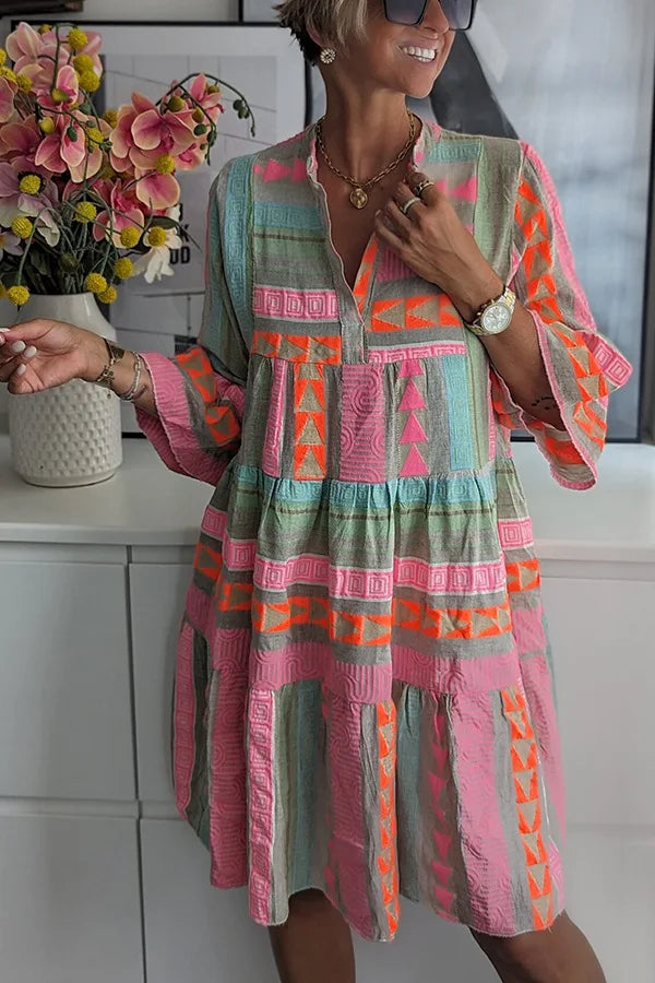 Susanne | Zabawna sukienka boho z szerokimi rękawami