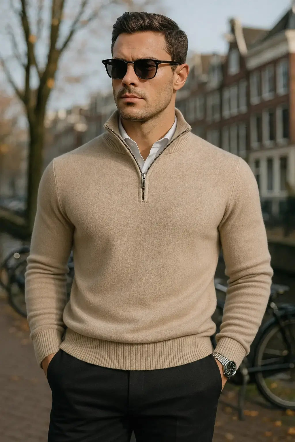 Windsor Half-Zip Męski Sweter