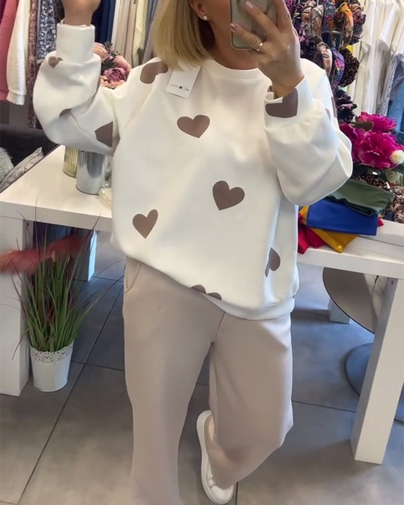 Jade| Sweter komfortowy z sercami