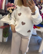 Jade| Sweter komfortowy z sercami