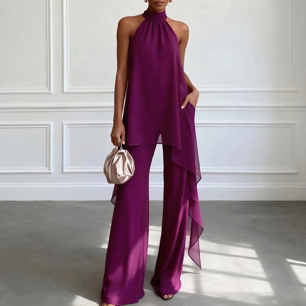 Ensemble élégant de top ras-du-cou violet