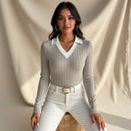 Éloïse – Sweter z golfem w prążki