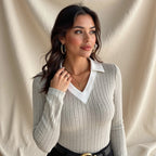 Éloïse – Sweter z golfem w prążki