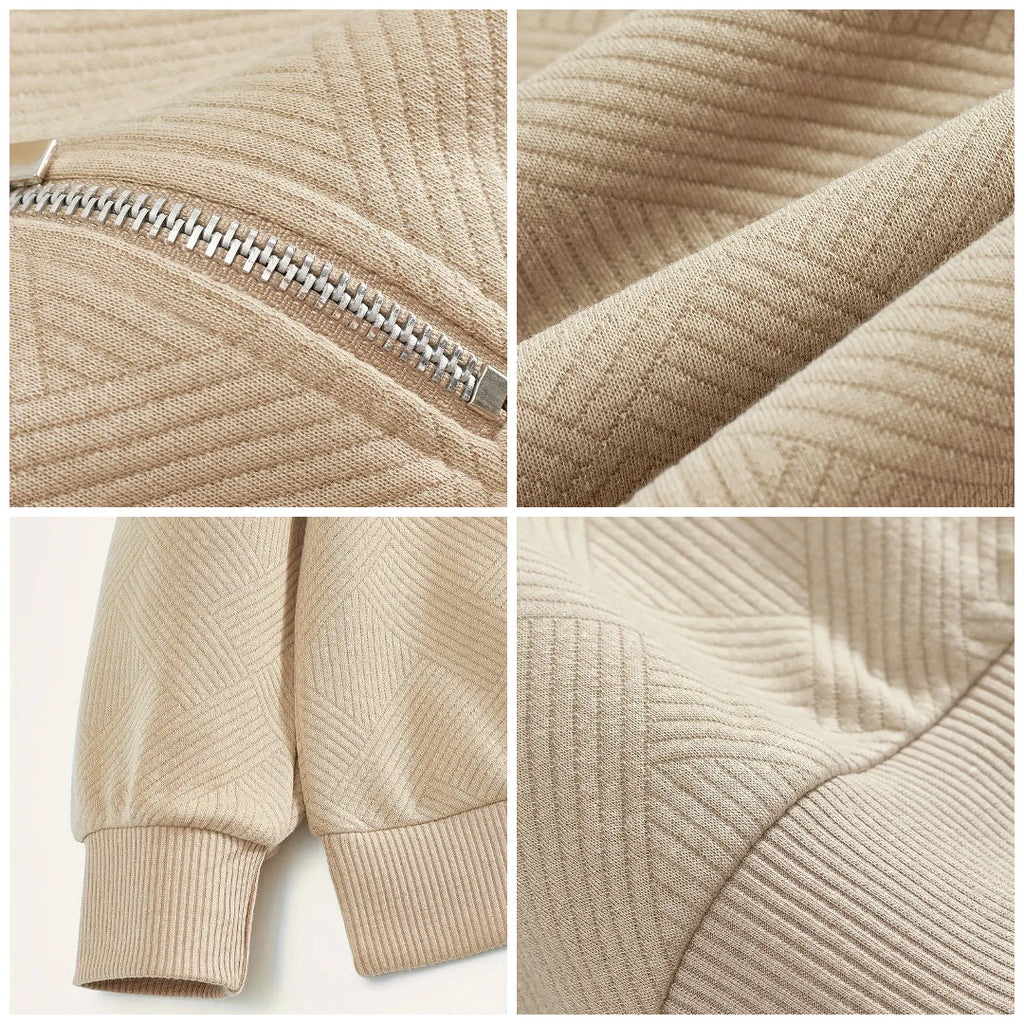 Romano | Vintage Geometryczny Sweter z Zamkiem